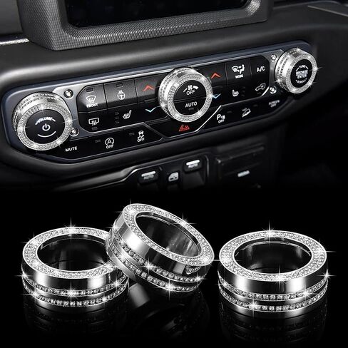 TOMALL Bling AC Air Conditioning Knob Button Cover Compatible with Jeep Wrangler JL JLU & Gladiator JT 2018-2024 Centre Console Air Conditioner Switch Trim Climate Knob Cover Cap Bling Car Accessories in Saudi Arabia