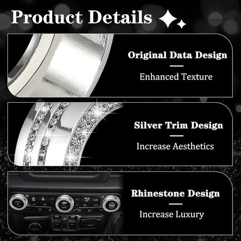TOMALL Bling AC Air Conditioning Knob Button Cover Compatible with Jeep Wrangler JL JLU & Gladiator JT 2018-2024 Centre Console Air Conditioner Switch Trim Climate Knob Cover Cap Bling Car Accessories in Saudi Arabia