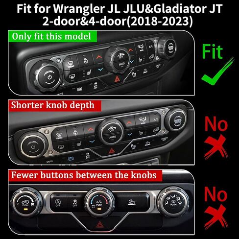 TOMALL Bling AC Air Conditioning Knob Button Cover Compatible with Jeep Wrangler JL JLU & Gladiator JT 2018-2024 Centre Console Air Conditioner Switch Trim Climate Knob Cover Cap Bling Car Accessories in Saudi Arabia