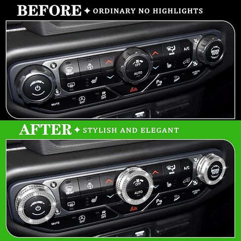 TOMALL Bling AC Air Conditioning Knob Button Cover Compatible with Jeep Wrangler JL JLU & Gladiator JT 2018-2024 Centre Console Air Conditioner Switch Trim Climate Knob Cover Cap Bling Car Accessories in Saudi Arabia