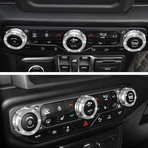 TOMALL Bling AC Air Conditioning Knob Button Cover Compatible with Jeep Wrangler JL JLU & Gladiator JT 2018-2024 Centre Console Air Conditioner Switch Trim Climate Knob Cover Cap Bling Car Accessories in Saudi Arabia