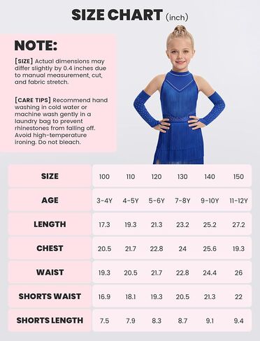Wenlia Girls Latin Dance Dress Costume 3 Pcs Fringe Ballroom Competition Dancewear with Shorts for Salsa Cha Cha 4–12Y in Saudi Arabia
