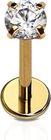 Cords Club Solitaire 3mm Flat Back Stud – ASTM-F136 Implant Grade Titanium - Push Pin Design for Sensitive Ears – Available in 18K PVD Gold Plated & Titanium Silver (Single Earring) in Saudi Arabia