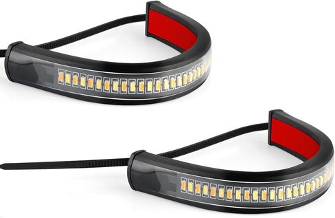 LivTee Motorcycle Turn Signals, Dual-Color White & Amber Fork Switchback LED Turn Signal, Motorcycle Blinkers with DRL, Waterproof Adjustable Light Bar for Motorbike, Ebike, Dirt Bike(2PCS) in Saudi Arabia