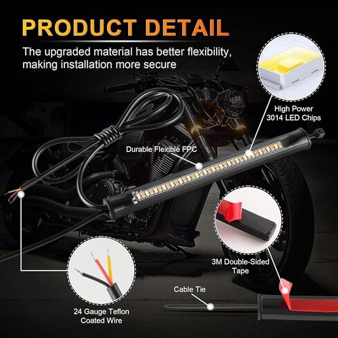LivTee Motorcycle Turn Signals, Dual-Color White & Amber Fork Switchback LED Turn Signal, Motorcycle Blinkers with DRL, Waterproof Adjustable Light Bar for Motorbike, Ebike, Dirt Bike(2PCS) in Saudi Arabia