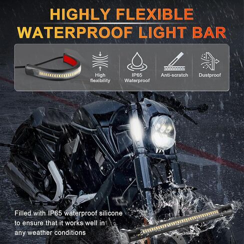 LivTee Motorcycle Turn Signals, Dual-Color White & Amber Fork Switchback LED Turn Signal, Motorcycle Blinkers with DRL, Waterproof Adjustable Light Bar for Motorbike, Ebike, Dirt Bike(2PCS) in Saudi Arabia