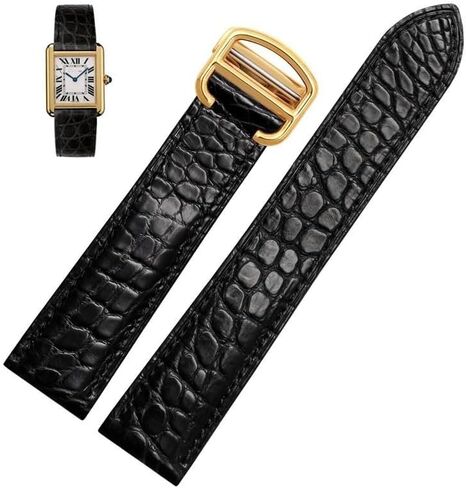 hooson Leather Watch Strap For Cartier TANk SOLO RONDE London Kalibo Watch Chain with Folding Buckle in Kuwait