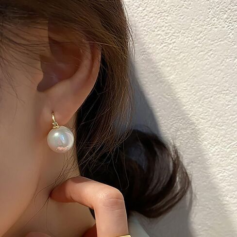 أقراط اللؤلؤ الصناعي للنساء أقراط متدلية من اللؤلؤ المقلد أقراط متدلية من أجل أقراط حلقية مطلية بالذهب لا تسبب الحساسية مجوهرات للهدايا (أقراط اللؤلؤ الصناعي) in Kuwait