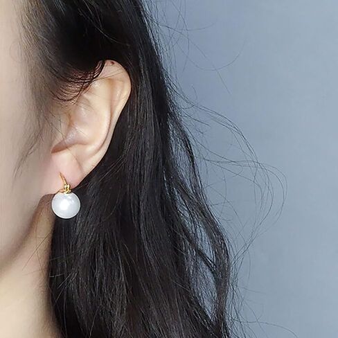 أقراط اللؤلؤ الصناعي للنساء أقراط متدلية من اللؤلؤ المقلد أقراط متدلية من أجل أقراط حلقية مطلية بالذهب لا تسبب الحساسية مجوهرات للهدايا (أقراط اللؤلؤ الصناعي) in Kuwait