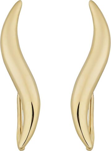 Kooljewelry 10K الذهب الأصفر عالية البولندية موجة متسلق الأقراط in Saudi Arabia