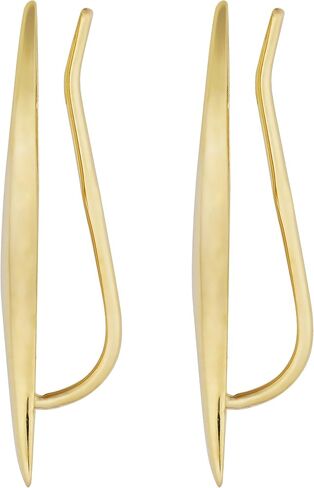 Kooljewelry 10K الذهب الأصفر عالية البولندية موجة متسلق الأقراط in Saudi Arabia