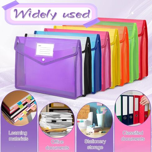 8 Pack Plastic Expanding File Folders, Plastic File Folders, Transparent Envelopes with Snap Closure, Waterproof Transparent Expandable Files Folder, Large Capacity, Assorted Colors, Letter/A4 Size in Saudi Arabia
