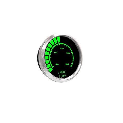 مقياس درجة حرارة ناقل الحركة التناظري LED - 2 1/16 بوصة | 160-340 درجة فهرنهايت | إطار من الكروم | يتضمن مستشعرًا (أخضر) in Saudi Arabia