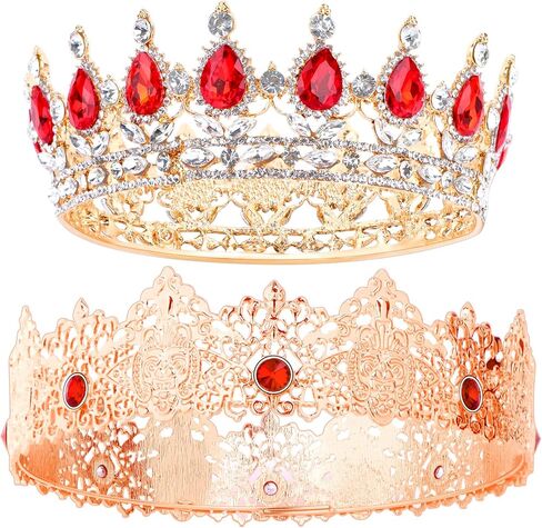 2 Pieces King and Queen Crown Set Antique Royal Style King Crown for Men, Baroque Crystal Queen Tiara for Women Wedding Birthday Prom Graduation Costume Party Royal Hair Accessories Jewelry Set in Saudi Arabia