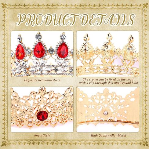 2 Pieces King and Queen Crown Set Antique Royal Style King Crown for Men, Baroque Crystal Queen Tiara for Women Wedding Birthday Prom Graduation Costume Party Royal Hair Accessories Jewelry Set in Saudi Arabia