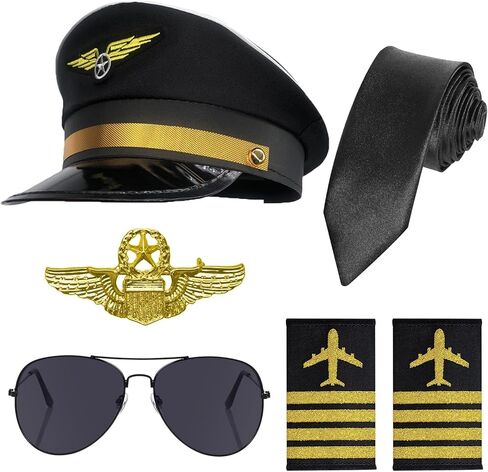 مجموعة إكسسوارات أزياء كابتن طيار الطيران مع نظارات شمسية طيار in Kuwait
