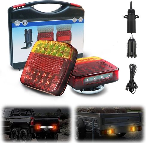 Teguangmei Magnetic Trailer Lights LED Kit, 12-24V 24.6ft Cable Magnetic Tail Light LED Towing Lights Kit for Trailer Truck Boat RV Pickup Towing Camper Caravan in Saudi Arabia