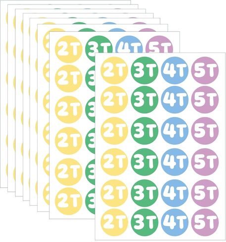 480 PCS Toddler Clothing Size Stickers, 1.25" Circle Sizing Sticker Labels for Toddler Clothing, Color-Coding Size Organizer Sticker for Children's Apparel Retail Store in Kuwait