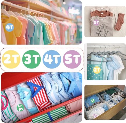 480 PCS Toddler Clothing Size Stickers, 1.25" Circle Sizing Sticker Labels for Toddler Clothing, Color-Coding Size Organizer Sticker for Children's Apparel Retail Store in Kuwait