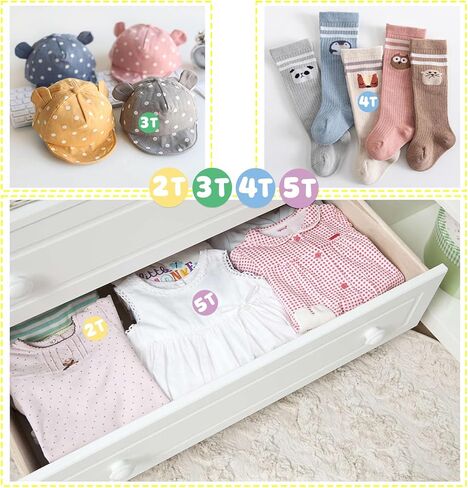 480 PCS Toddler Clothing Size Stickers, 1.25" Circle Sizing Sticker Labels for Toddler Clothing, Color-Coding Size Organizer Sticker for Children's Apparel Retail Store in Kuwait