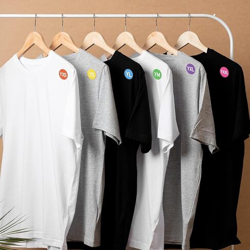 480 PCS Youth Clothing Size Stickers Round, 0.6" Circle Adhesive Clothing Size Labels, Colorful Coding T-Shirt Apparel Sizes Organizer Sticker for Retail Shop Shoe, 6 Sizes (YXS YS YM YL YXL YXXL) in Saudi Arabia