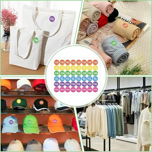 480 PCS Youth Clothing Size Stickers Round, 0.6" Circle Adhesive Clothing Size Labels, Colorful Coding T-Shirt Apparel Sizes Organizer Sticker for Retail Shop Shoe, 6 Sizes (YXS YS YM YL YXL YXXL) in Saudi Arabia