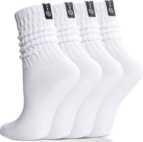 Scrunch Cotton Socks, Slouch Calf Thin Breathable Soft Socks for Women and Men, 4 Pairs in Saudi Arabia