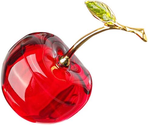 Amosfun Cherry Ornament Mini Figurine 3.14X1.77X1.57In Crystal Paperweight Desk Decor for Home Office Fruit Decoration in Saudi Arabia