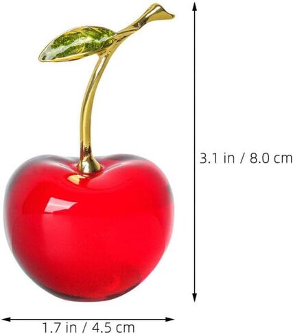 Amosfun Cherry Ornament Mini Figurine 3.14X1.77X1.57In Crystal Paperweight Desk Decor for Home Office Fruit Decoration in Saudi Arabia