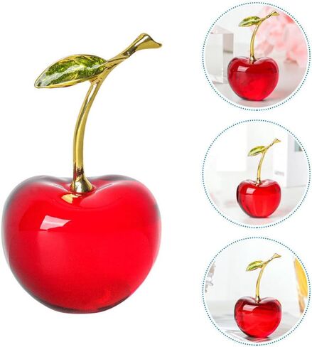 Amosfun Cherry Ornament Mini Figurine 3.14X1.77X1.57In Crystal Paperweight Desk Decor for Home Office Fruit Decoration in Saudi Arabia