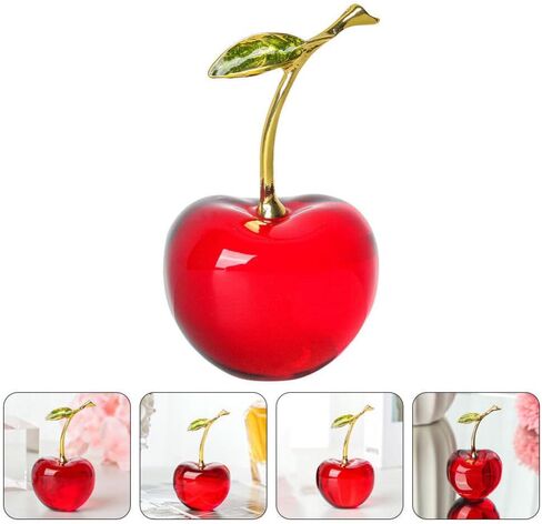 Amosfun Cherry Ornament Mini Figurine 3.14X1.77X1.57In Crystal Paperweight Desk Decor for Home Office Fruit Decoration in Saudi Arabia