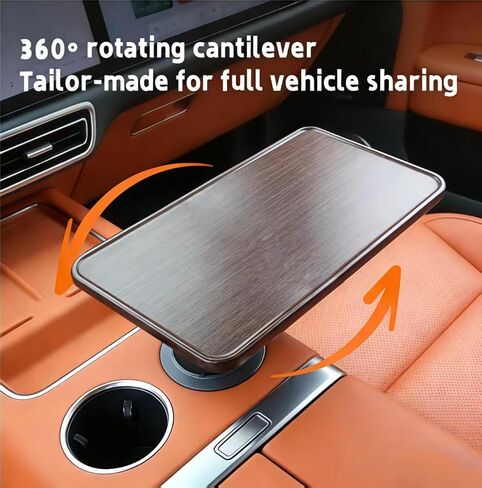 Car Desk for Laptop,360° Rotating Cup Holder Table，Wood Car Tray, Car Table & Car Food Tray，Steering Wheel Tray， Car Accessories for Women & Men. Compatible with Tesla Model Y/3/S, Ford F150& Most in Kuwait
