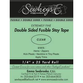 Clear - 1/4" Double Sided Fusible Stay Tape - 0.25" X 25 Yards SewkeysE Extremely Fine Sold by The 25 Yard Roll (DSFST.25) M494.20