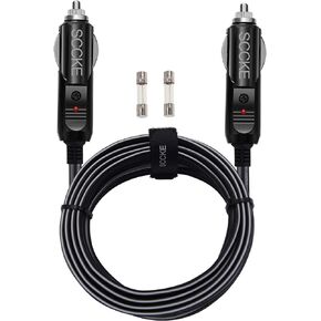SCCKE Heavy-Duty 20A 10ft / 3.05m 14 AWG Male to Male Plug Cigarette Lighter Charger Cord with LED Indicator and 20A Fuse Protection on Both Plugs