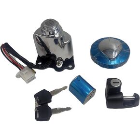 XDF Ignition Switch Gas Fuel Tank Cap Cover Helmet Steering Lock Key Set Compatible For Honda Shadow VLX VT 600 750 1991-2013 VT250 Shadow VLX VT 400