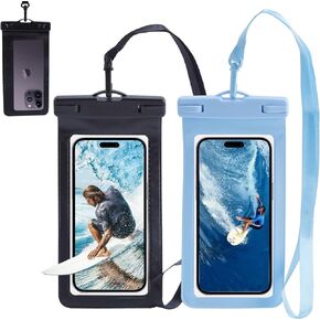 GoGo Deepsea Waterproof Phone Pouch, IP68 Waterproof Phone Case, Underwater Vacation Cellphone Dry Bag Up to 7.2" for Samsung Galaxy Pixel, iPhone 14 13 12 11 Pro Max XS XR X, 2 Pack, Black & Blue