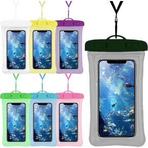 Gartmost 7 Pcs Waterproof Phone Pouch, Universal IPX8 Floating Waterproof Cell Phone Case Dry Bag, Compatible with Most Cell Phone on Market, Waterproof Phone Protector for Beach Swimming