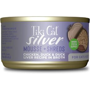Tiki Cat Silver Variety Pack, Immune System Support Formulated for Older Cats Aged 11+, Senior Wet Cat Food, 2.4 oz. Can (12 Count)