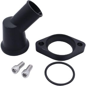 1 SET SHLPDFM BLACK Chevy Water Neck 45°Swivel Polished aluminum Water Neck Thermostat Housing Compatible with SBC BBC CHEVY 327 350 396 454 Engines