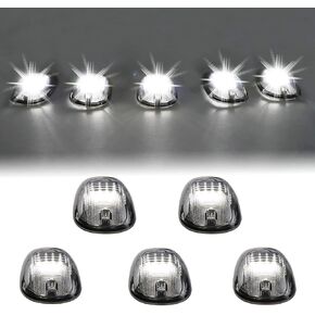 Tresound Cab Roof Marker Lights for 2003-2016 Dodge Ram 1500 2500 3500 (Smoked Lens with 16 white LEDs)
