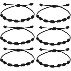 SAELACY 6 Pieces Handmade Knots Red Black Evil Eye Bracelets for Protection and Good Luck, Adjustable Kabbalah Friendship String Bracelets for Women Men