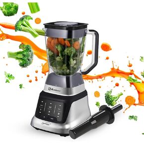 Koblenz Professional Blender, Countertop Blender with Speed Knob and 6 Functions, 1400-watt Motor, 68 oz. Capacity, Super Silent Operation, Includes Portable Blending Cup, Black/Red, LKM-9608
