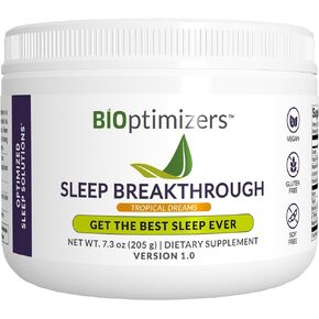 BiOptimizers Sleep Breakthrough 2.0 – Natural Support Supplement | Calming Relief Aid Adults | Non Habit Forming | 202.5 g Powder Blue Berry Dreams
