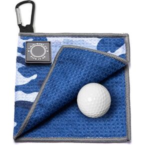 TAG Golf Co Small Magnetic Golf Towel - Perfect Size for Pocket - 6 x 6 -Golf Ball Cleaner - Portable - Camo Series - Sidekick Blue Steel