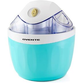 Ovente Electric Ice Cream Maker 1 Quart Freezer Bowl with Easy-Lock Lid, 15 Watt Healthy Homemade Sorbet Frozen Yogurt Making Mini Machine, Perfect Cold Summer Dessert for Kids & Party, Blue ICM110BL
