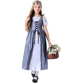 HOLLEWA Medieval Renaissance Faire Dress Girls' Costume Princess Dress Up Costume for Girls Halloween Role Playing Party