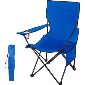 Large Portable Camping Chair, Folding Camp Chairs for Adults - Folding Design, Storage Pockets, Cup Holder, Carry Bag for Outdoors Fishing, Hiking, Travel, Picnic, Beach, Supports 300lbs, Red