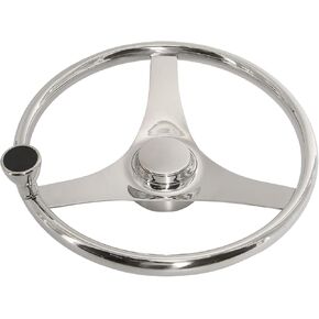 YaeMarine عجلة قيادة قارب من الفولاذ المقاوم للصدأ مقاس 13-1/2 بوصة ضياء 3 تكلم عجلة قيادة رياضية مع مقبض تحكم وغطاء in Kuwait