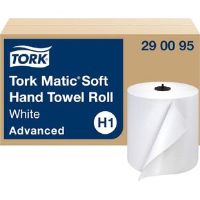 Tork Matic Soft Hand Towel Roll White H1, Advanced, High Absorbency, 6 Rolls x 900 ft, 290095