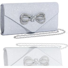 MUDUO Womens Evening Bag Sparkly Bow Clutch Purse Wedding Party Purses Glitter Rhinestone Cocktail Prom Handbags